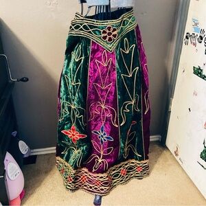 Antique Vintage indian medieval costume velvet skirt
